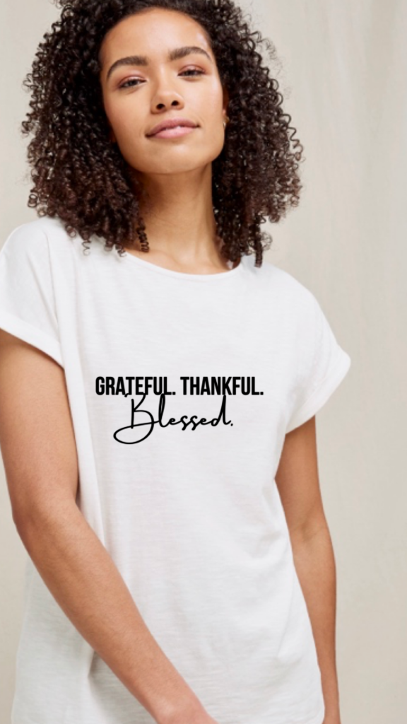 RealQueensapparel.com Grateful thankful Blessed Tee
